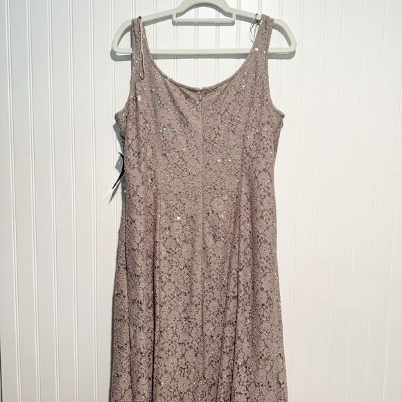 Alex Evenings Gray Sequined Gown Wedding Guest Classy Romantic NEW Size 14 - Picture 8 of 9